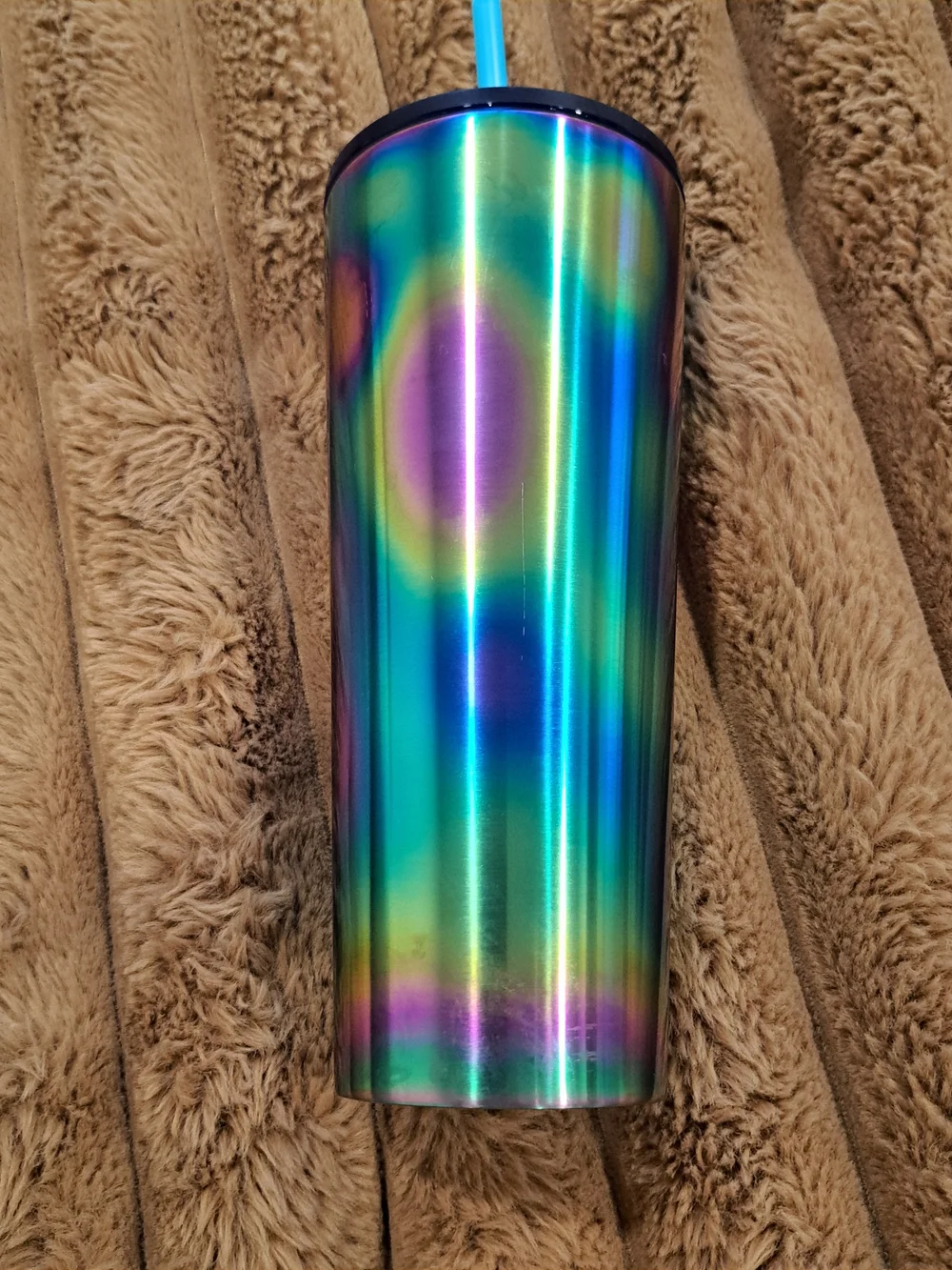 Starbucks Oil Slick Iridescent Rainbow Stainless Steel Cold Cup Tumbler 24 oz